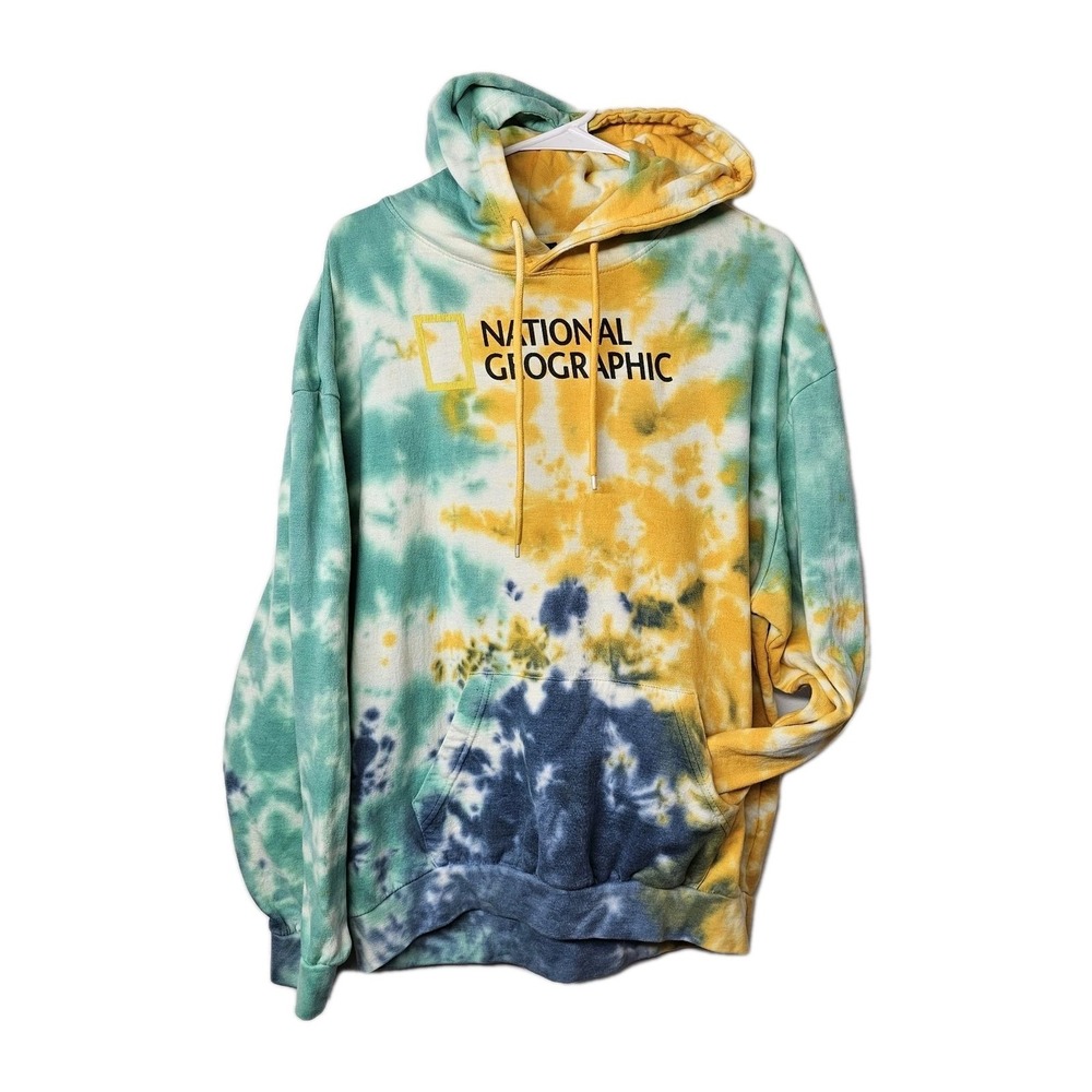 National Geographic Bahamas Islands Mens L Tie Dye Pullover Hoodie Sweatshirt